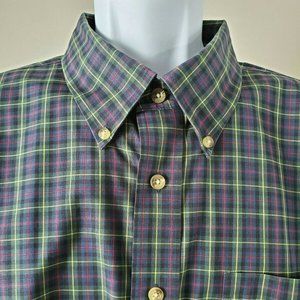 L.L. Bean XL Blue Plaid Wrinkle Resistant Shirt